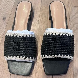 Maeve Black and Cream Woven slides
